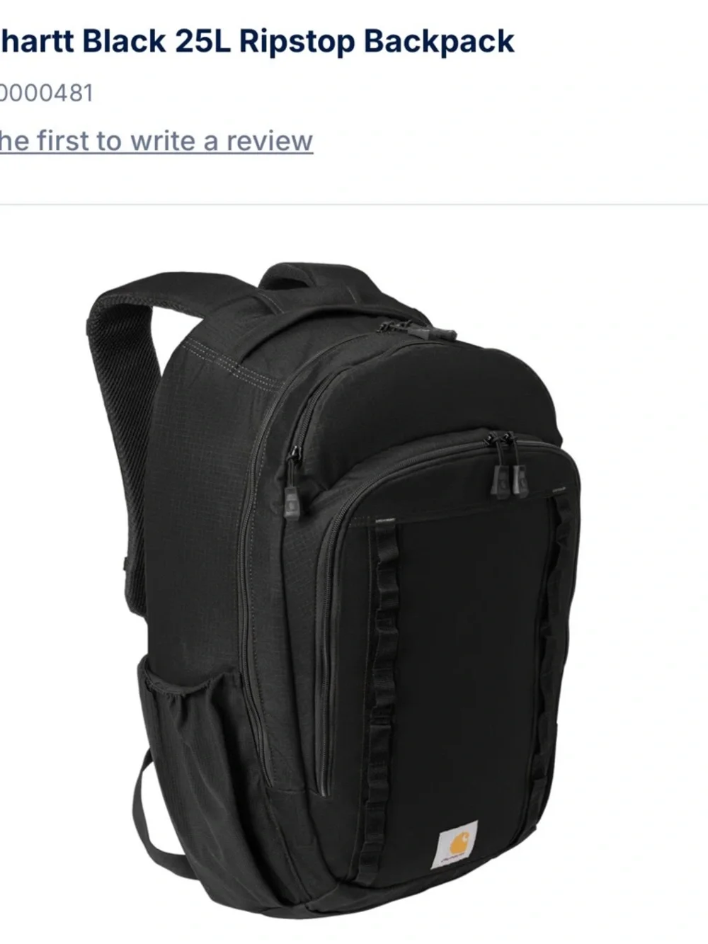 Carhartt Black Canvas Utility Backpack with Logo Patch